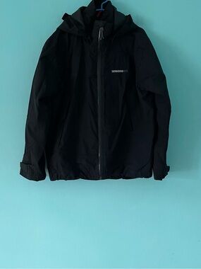 Didriksons Storm System Kids Dry5 Rain Jacket Black Waterproof Hooded Sweden
